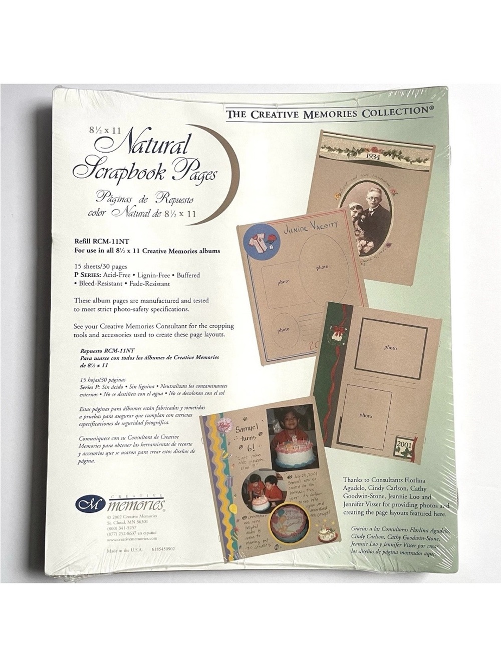 Creative Memories 8.5x11 Natural Scrapbook Refill Pages 15 Sheets 30 Pages NEW